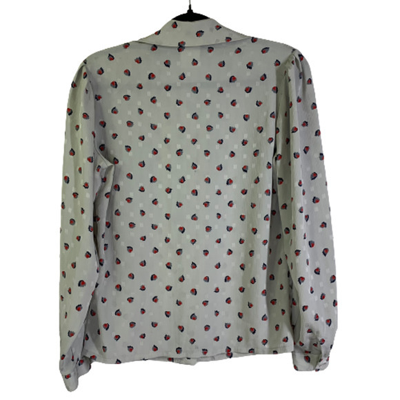 PANTHER Vintage Grey & Red Printed Button Down Blouse - Picture 11 of 13